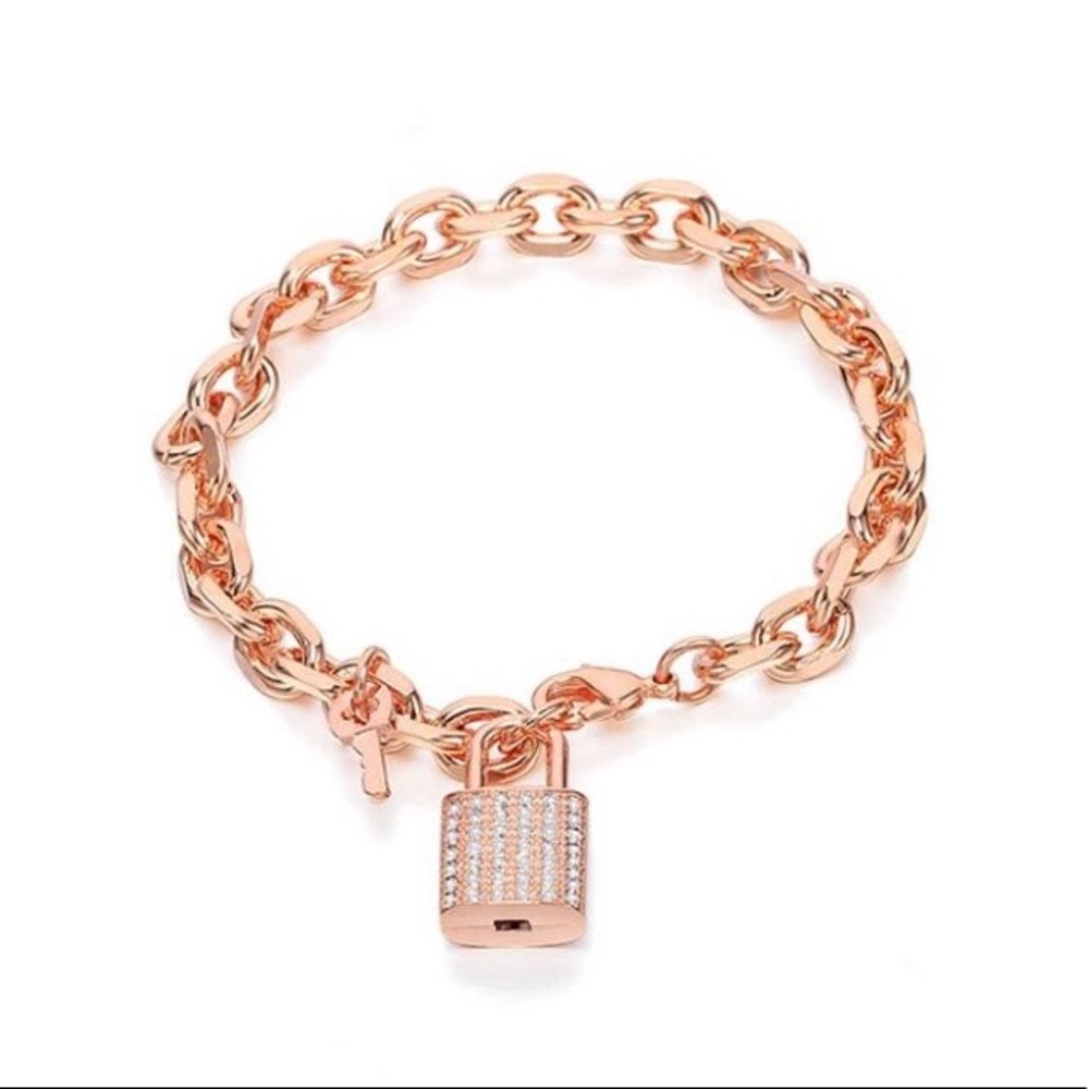 Lock & key charms rose gold bracelet